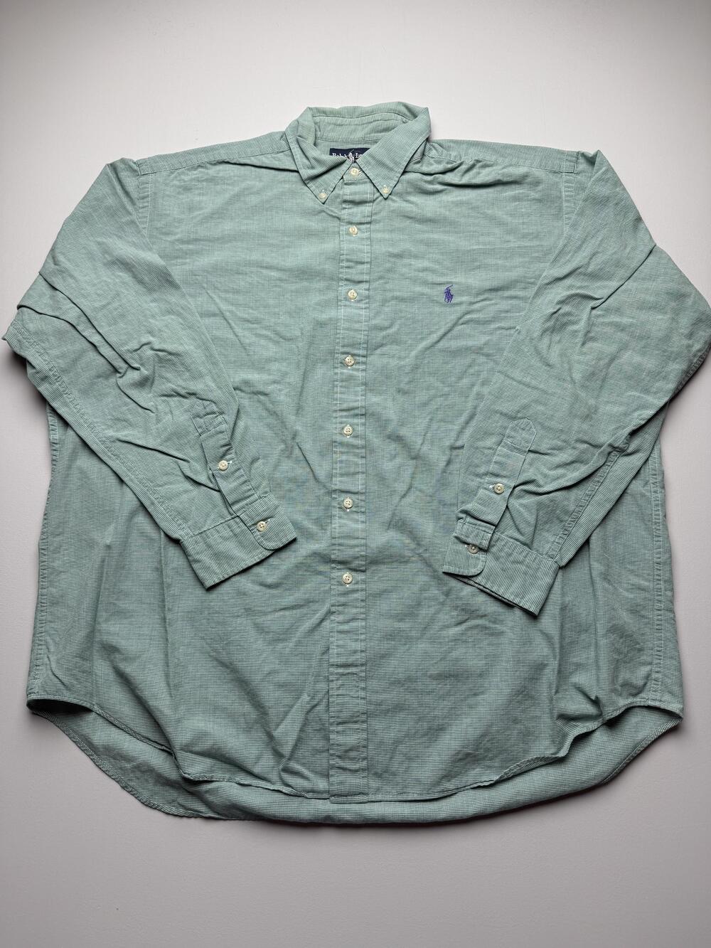 Ralph Lauren Blaire Shirt Mens XL Green Check Long Sleeve Button Down Pony
